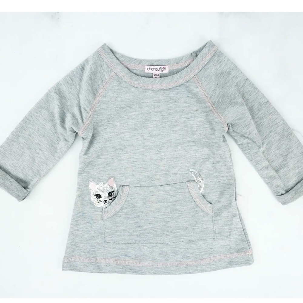 Chenault Girl Cleo 3/4 Sleeve Sequin Graphic Pullover size 10